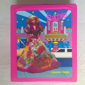 Vintage Barbie Doll Fashion Trunk Pink Wardrobe Carrying Case 1991 MATTEL PINK